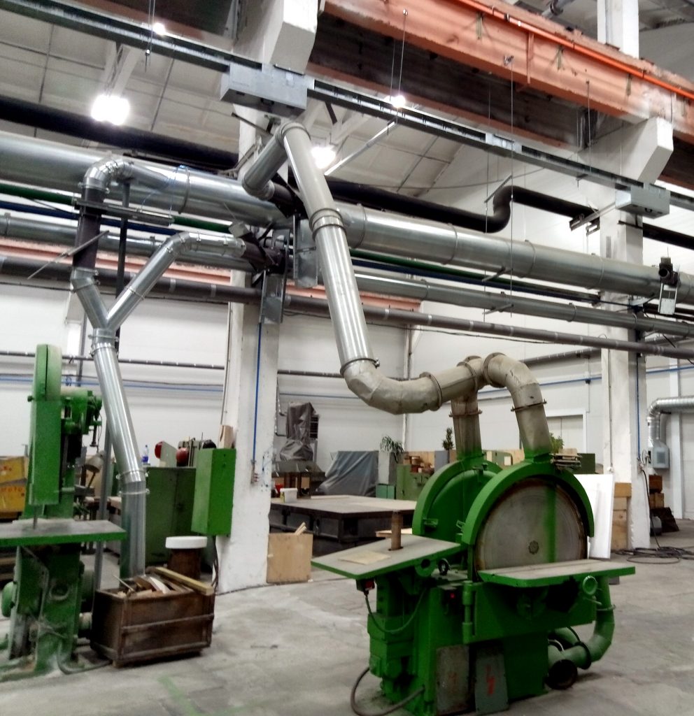 Работы по монтажу системы аспирации